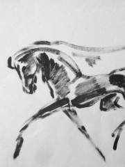 Pferd im Lauf, Pinselzeichnung, 1985