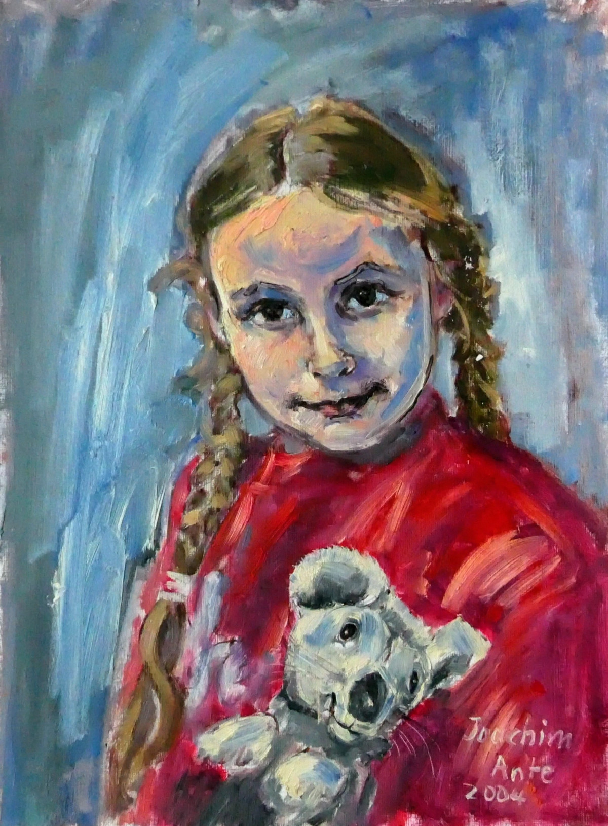 Enkelin mit Handpuppe, Öl, 2004