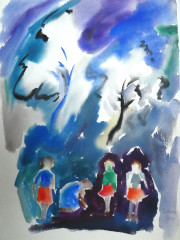 Kinder im Wald, Aquarell, 1977