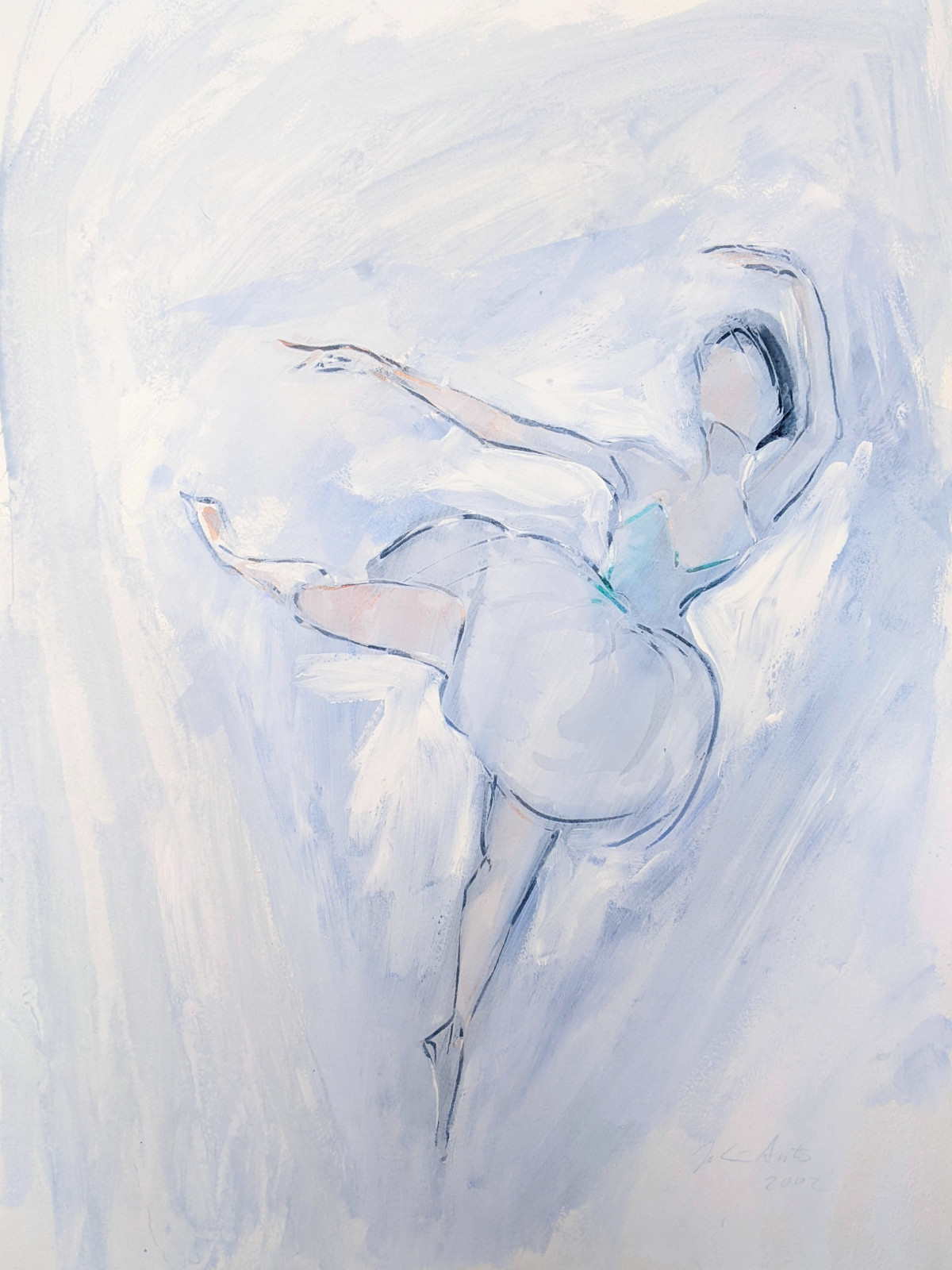 Tänzerin in hellen Pastellfarben, Öl, 2002