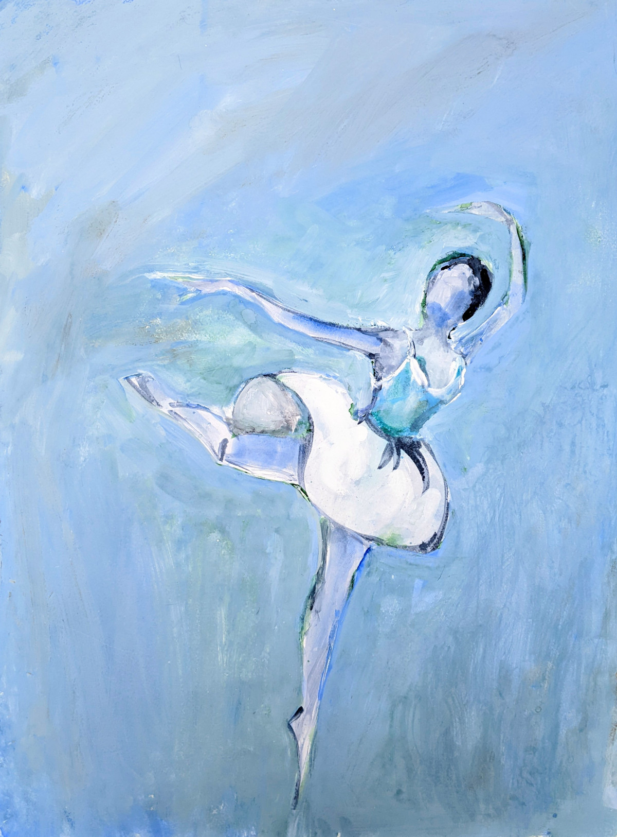 Akzentuierte Tänzerin auf Blau, Öl, Datum unbekannt