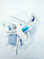 Tänzerin in Grau-türkis, Aquarell, 2016