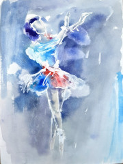 Bunte Tänzerin, Wachs und Aquarell, 02.06.1987