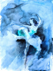 Tänzerin im Dunkeln, Aquarell, 23.03.1993