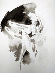 Tänzerin in Attitudefigur, Tusche, 1989