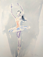Tänzerin in Orange, Streckfigur, Aquarell, 12.05.1997