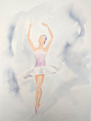 Tänzerin in Rosa, Streckfigur, Aquarell, 20.11.2016