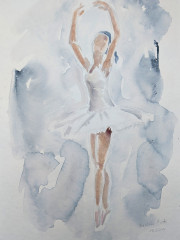 Tänzerin in Silber, Streckfigur, Aquarell, 19.02.2014