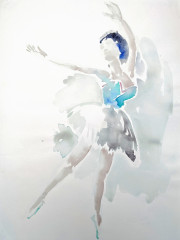 Tänzerin in türkis, von Attitude- zu Streckfigur, Aquarell, 4.8.1989