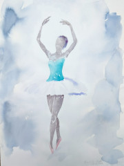 Tänzerin in Türkis, Streckfigur, Aquarell, 17.11.2016