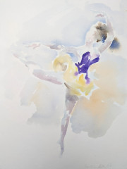 Tänzerin in Violett und Gelb, Aquarell, 1987