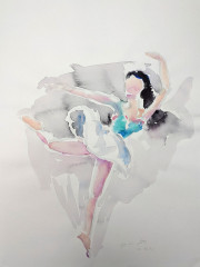 Akzentuierte Tänzerin, Streckfigur, Aquarell, 22.12.1991.