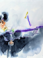Zirkustänzerin in Armstütze, Aquarell, 2001