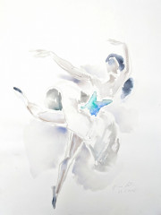 Akzentuierte Tänzerin, Attitudefigur, Aquarell, 17.11.2016