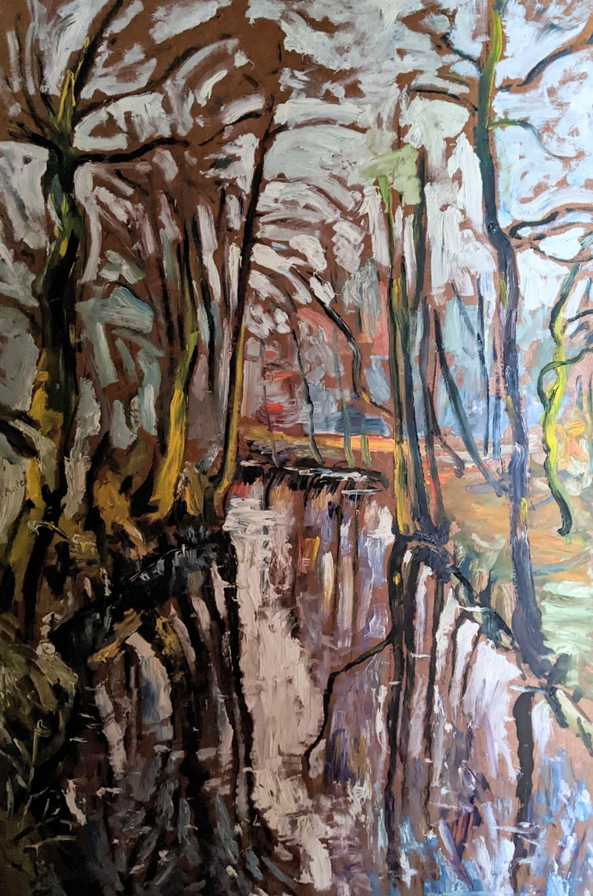 Flusslauf der Radde in Meppen, Öl auf Holz, Datum unbekannt
