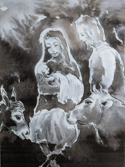 Jesu Geburt, Aquarell, 2019