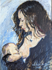 Stillende Mutter, Öl, 1998