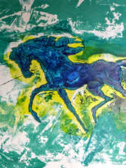 Blaues Pferd im Lauf, Siebdruck, Datum unbekannt