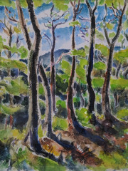 Grüner Wald im Sauerland, Aquarell, 1982
