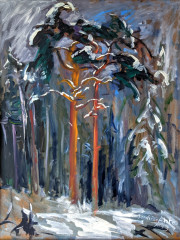 Winterspaziergang bei Isarlohn, Öl, 1993