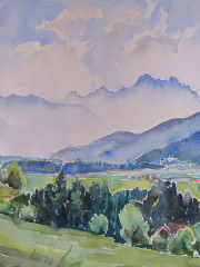 Bergblick, Aquarell, 1989