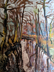 Flusslauf der Radde in Meppen, Öl auf Holz, Datum unbekannt