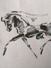 Pferd im Lauf, Pinselzeichnung, 1985